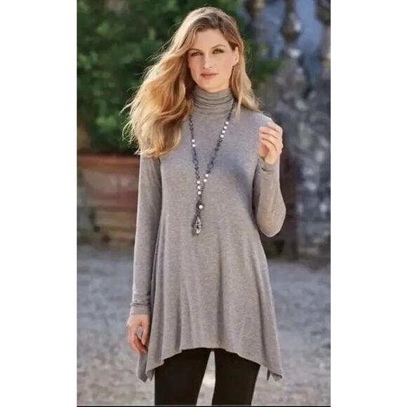 Soft Surroundings Tops - Soft Surroundings Long Sleeve Turtleneck Tunic Top Women's Plus Size 1X Brown
